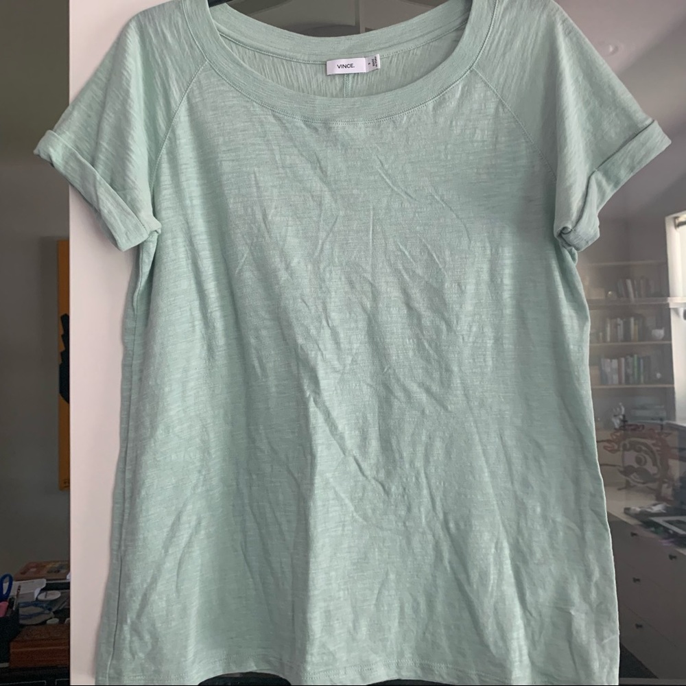 Vince Roll Sleeve Tee, Soft Mint, Small